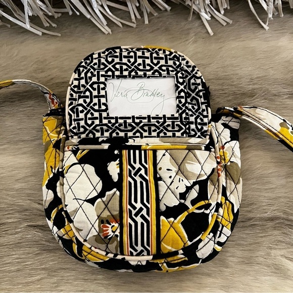 VERA BRADLEY Magnolia Little Lizzy Crossbody Black Yellow White - Picture 4 of 17